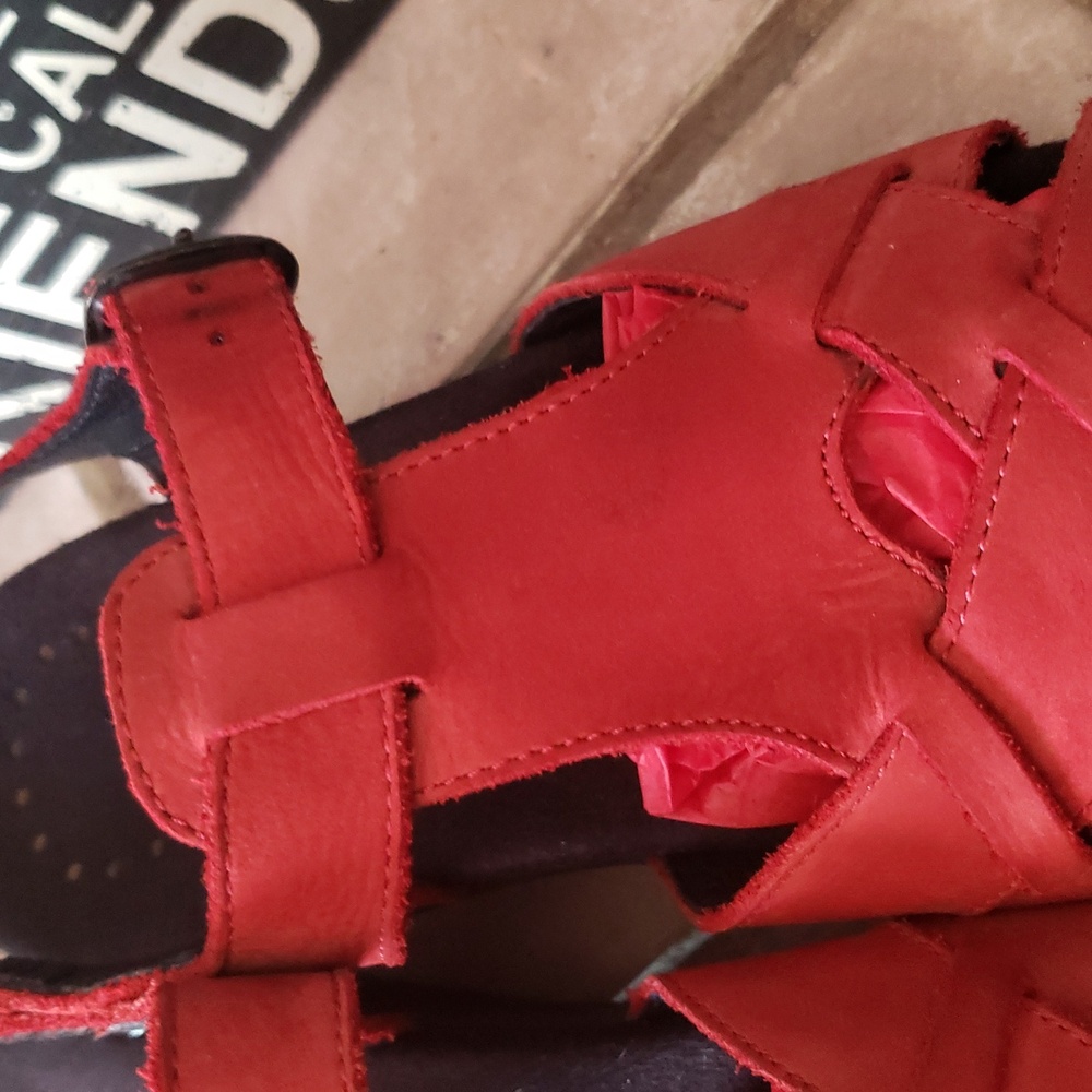 Mephisto Red Suede Sandals Size 9 - Picture 4 of 14
